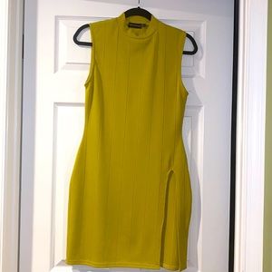 PrettyLittleThing Ribbed Thigh Split Mini Dress